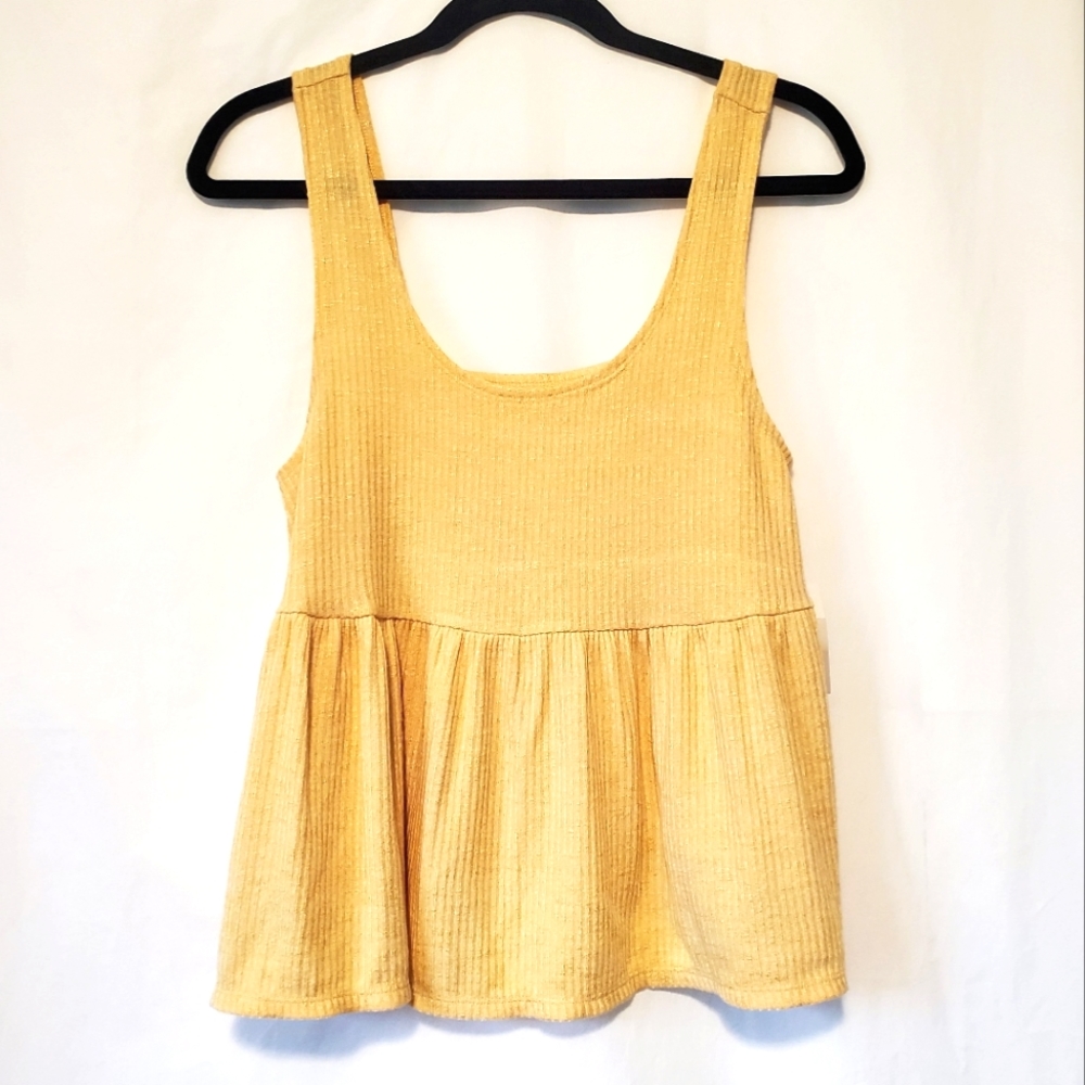 Cider Yellow Peplum Tank Top